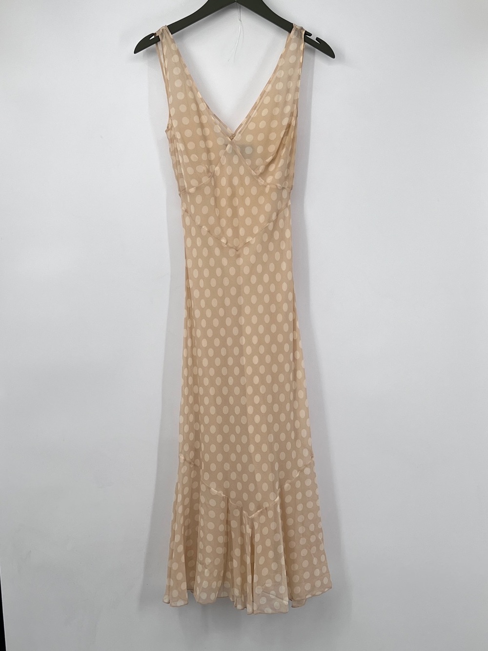 Realisation Part Silk Beige Polka Dot V-Neck Slip Dress Dress Cleo dress Honey - Picture 9 of 11